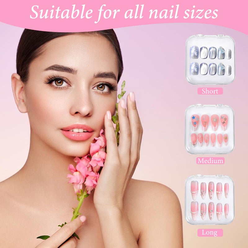 Nogeqi 6 Pcs Press on Nail Case, Press on Nail Packaging Box, Acrylic Nails Display Container with 72 Adhesive Double, Transparent Nails Storage Box for Nail-Salon Supplies Business - Image 3
